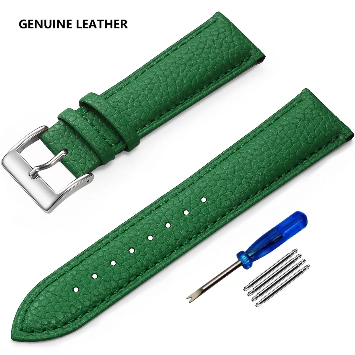 Garmin Grained Leather Band in Green with Silver Buckle