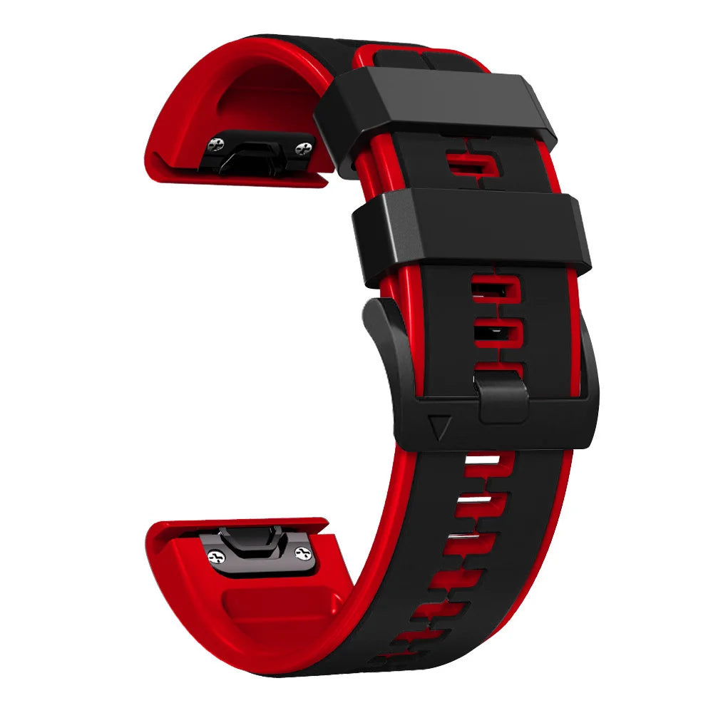 Garmin QuickFit Contrast-Panel Silicone Band in Black / Red
