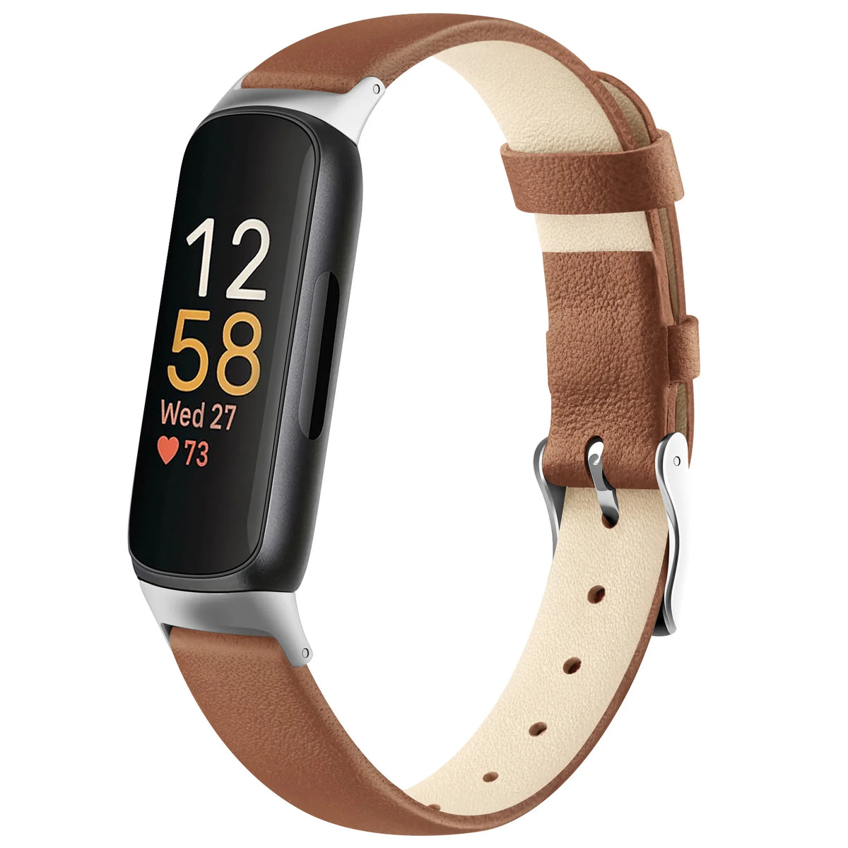 Brown Fitbit Inspire 3, Inspire 2 and Ace 3 Leather Band, Floral and Solid