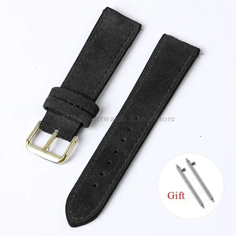 Amazfit Suede Leather Band with Buckle Options — Black / Gold Buckle