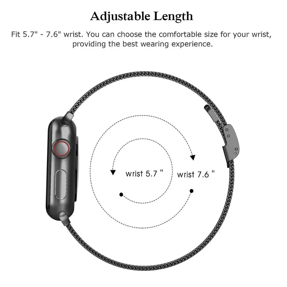 Loop and wrist-size reference diagram for Apple Watch