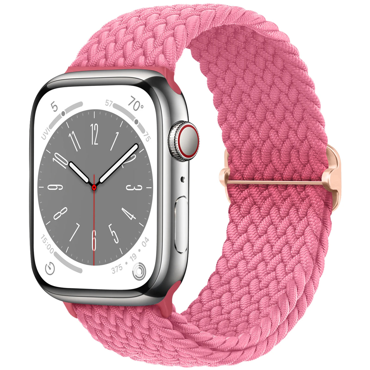 Stretch Braided Nylon Apple Watch Loop with Slider in Bright Pink