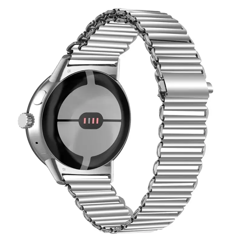 Ribbed Steel Link Google Pixel Watch Bracelet in Silver