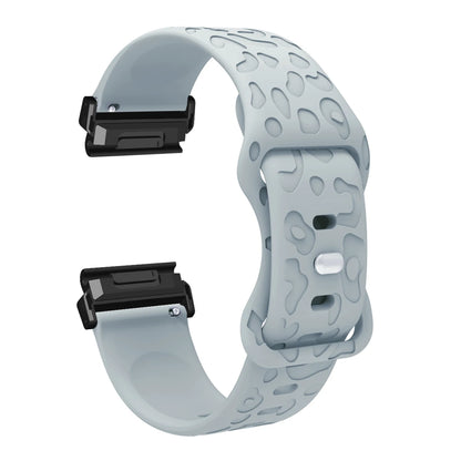 Gray Garmin QuickFit 22/26mm Embossed Silicone Band with Tuck Closure
