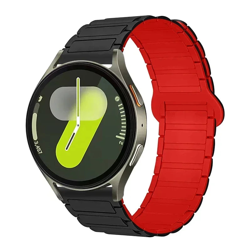 COROS Ribbed Magnetic Silicone Loop Band – Black / Red