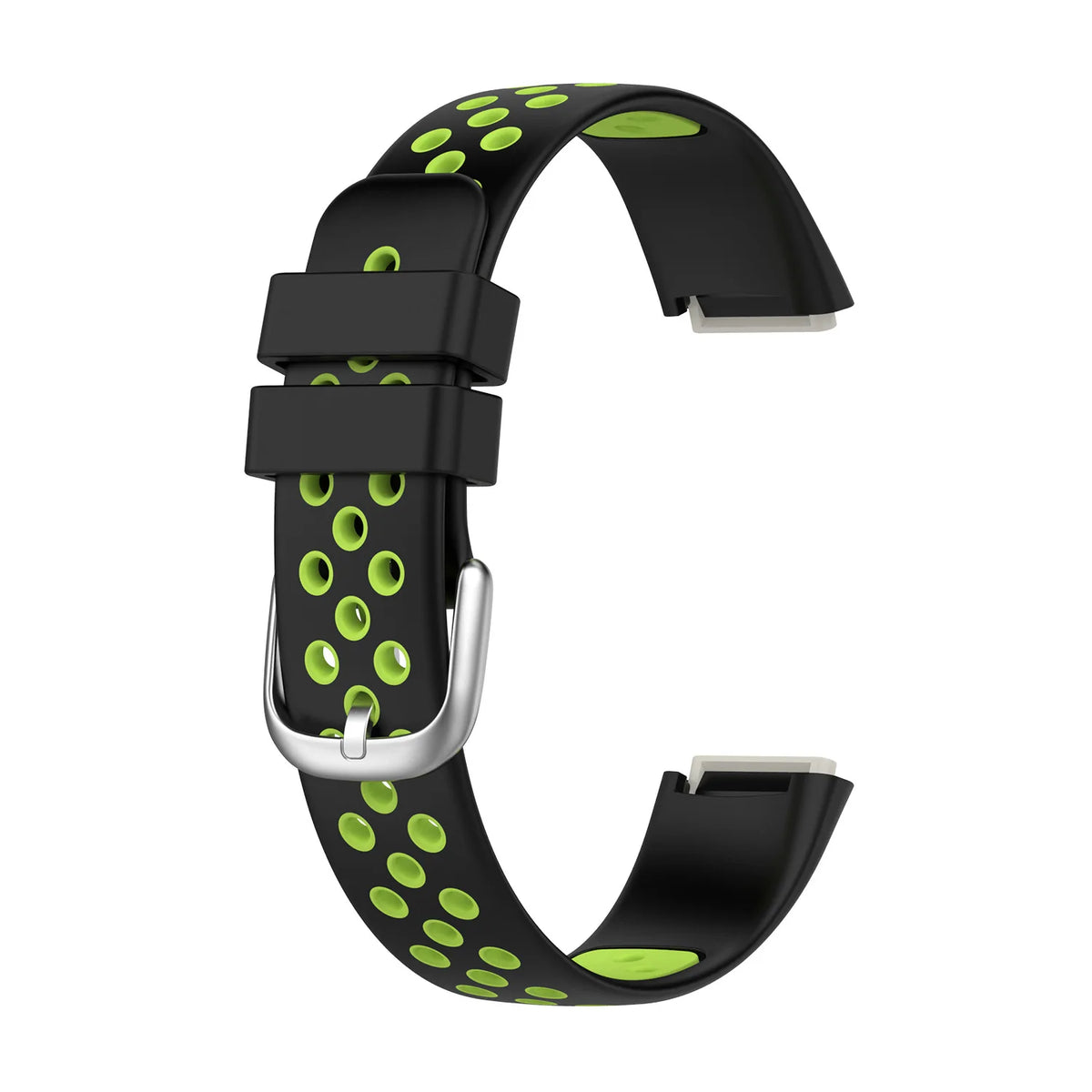 Fitbit Luxe Bands - Solid Silicone, Perforated & Metal - Perforated Silicone - Black / Lime