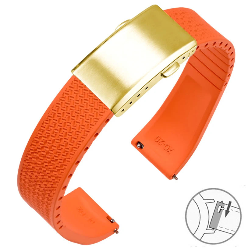 Garmin FKM Rubber Band in Orange with Gold Clasp