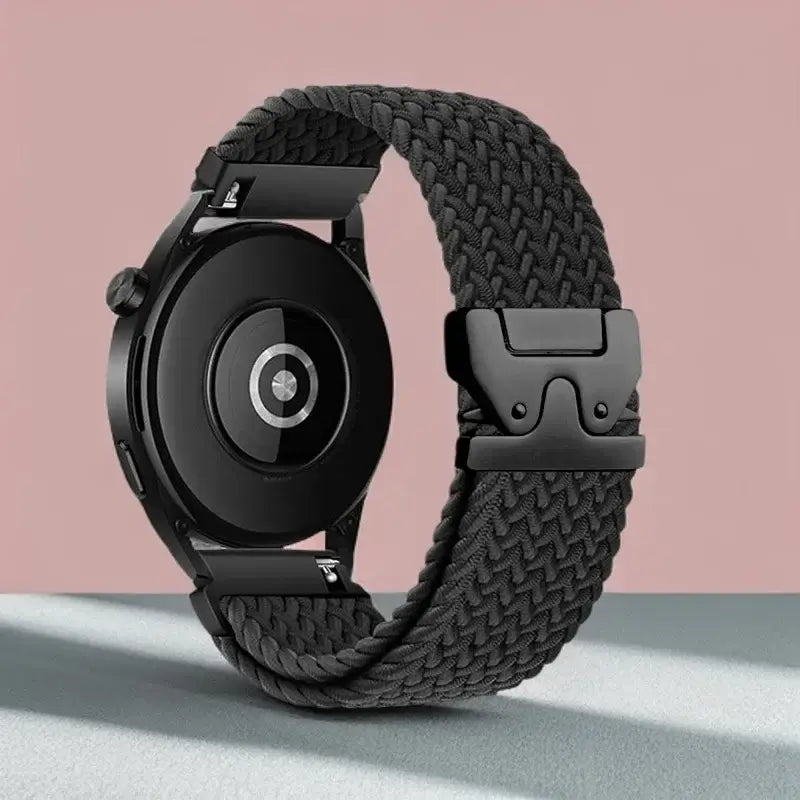 Braided Nylon Clasp Band for Amazfit – black braided band on watch