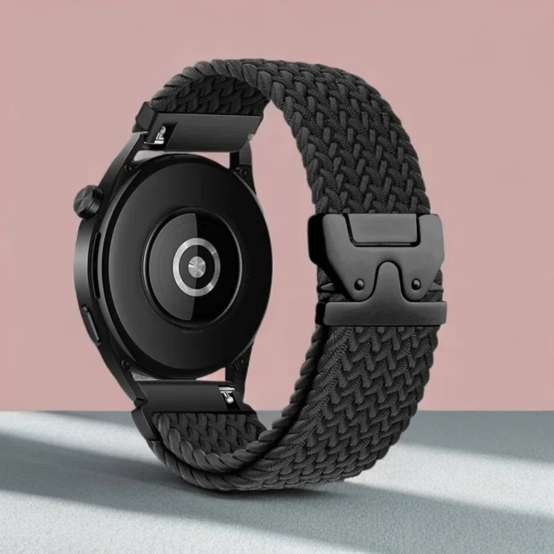 Braided Nylon Clasp Band for Polar – black braided band on watch