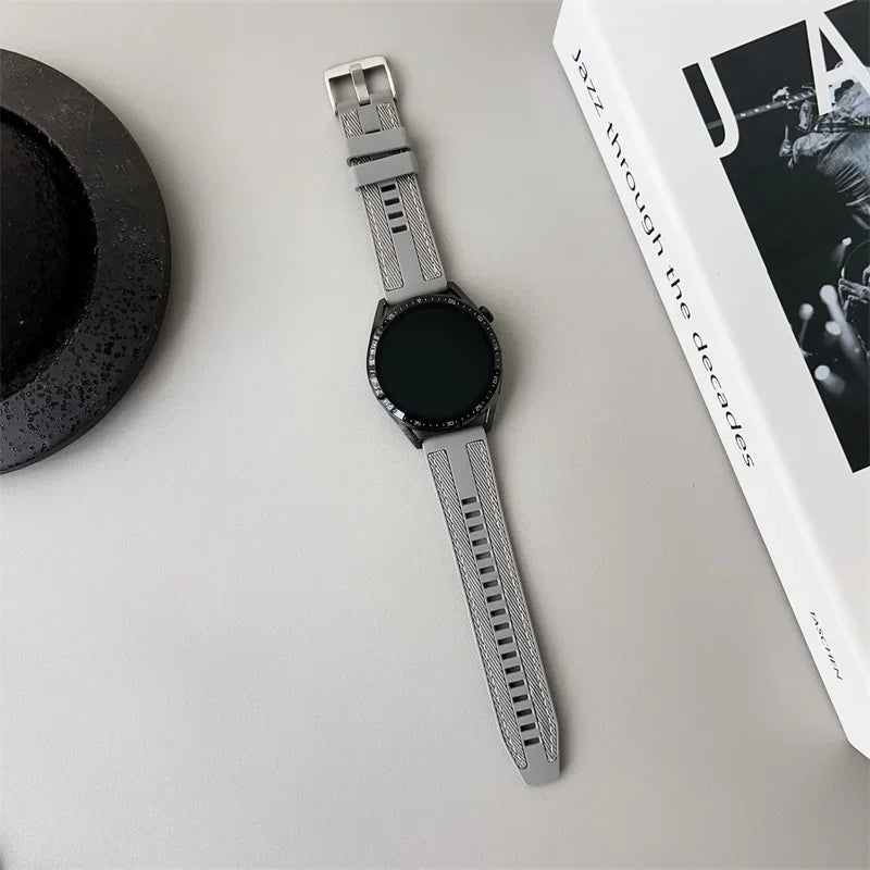 Textured Silicone Band for Motorola Moto — Gray textured strap on watch