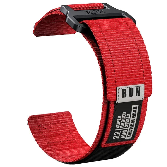 COROS Nylon Hook-and-Loop Band with Label Detail – Red