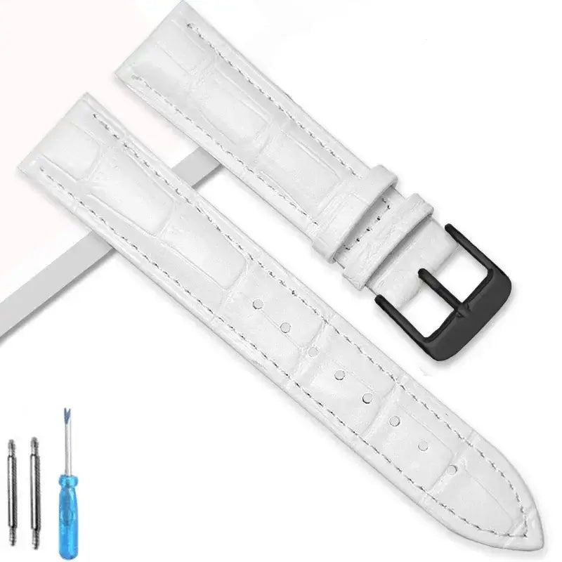Suunto Crocodile-Embossed Leather Buckle Band – White / Black Buckle