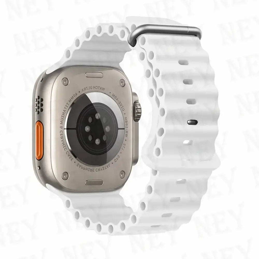 White tubular silicone Apple Watch band