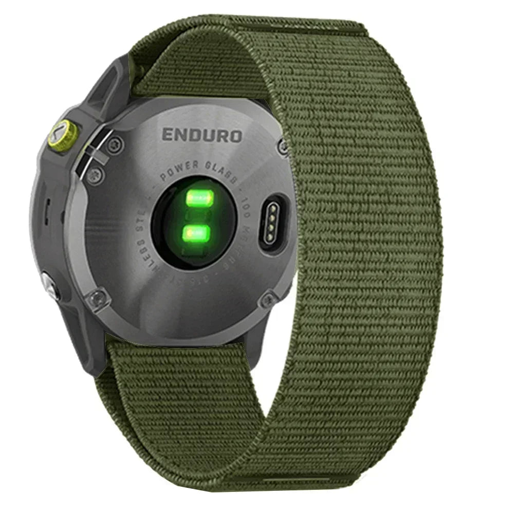 Olive Green Garmin QuickFit 22/26mm Canvas Nylon Loop Band