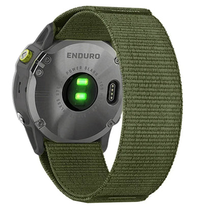 Olive Green Garmin QuickFit 22/26mm Canvas Nylon Loop Band