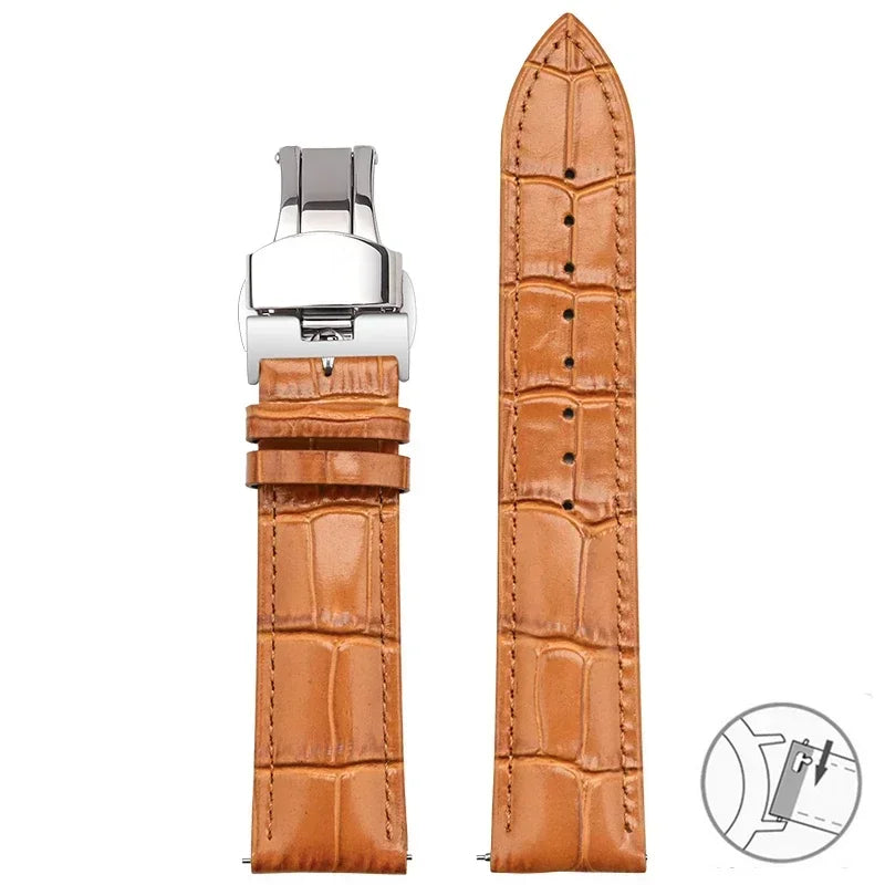 Garmin Croc-Embossed Leather Band in Tan with Butterfly Clasp