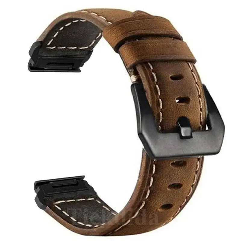 Garmin QuickFit Contrast-Stitch Leather Band in Brown