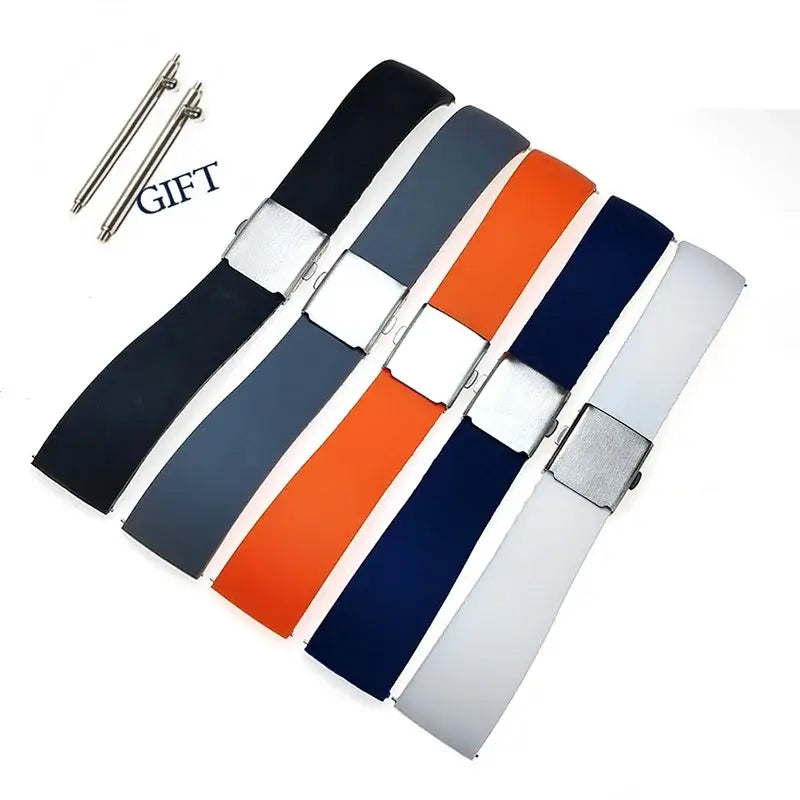 TicWatch Trim-to-Fit Silicone Clasp Band - Color comparison laid flat