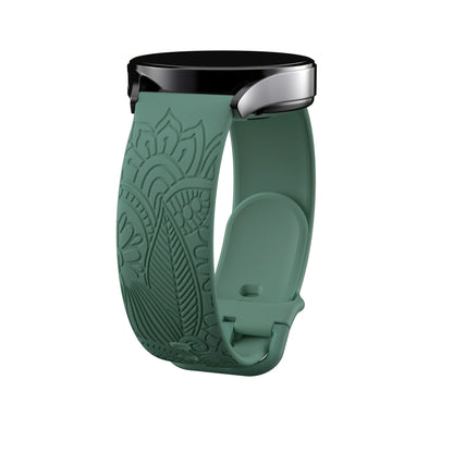 Garmin Engraved Mandala Silicone Band in Green