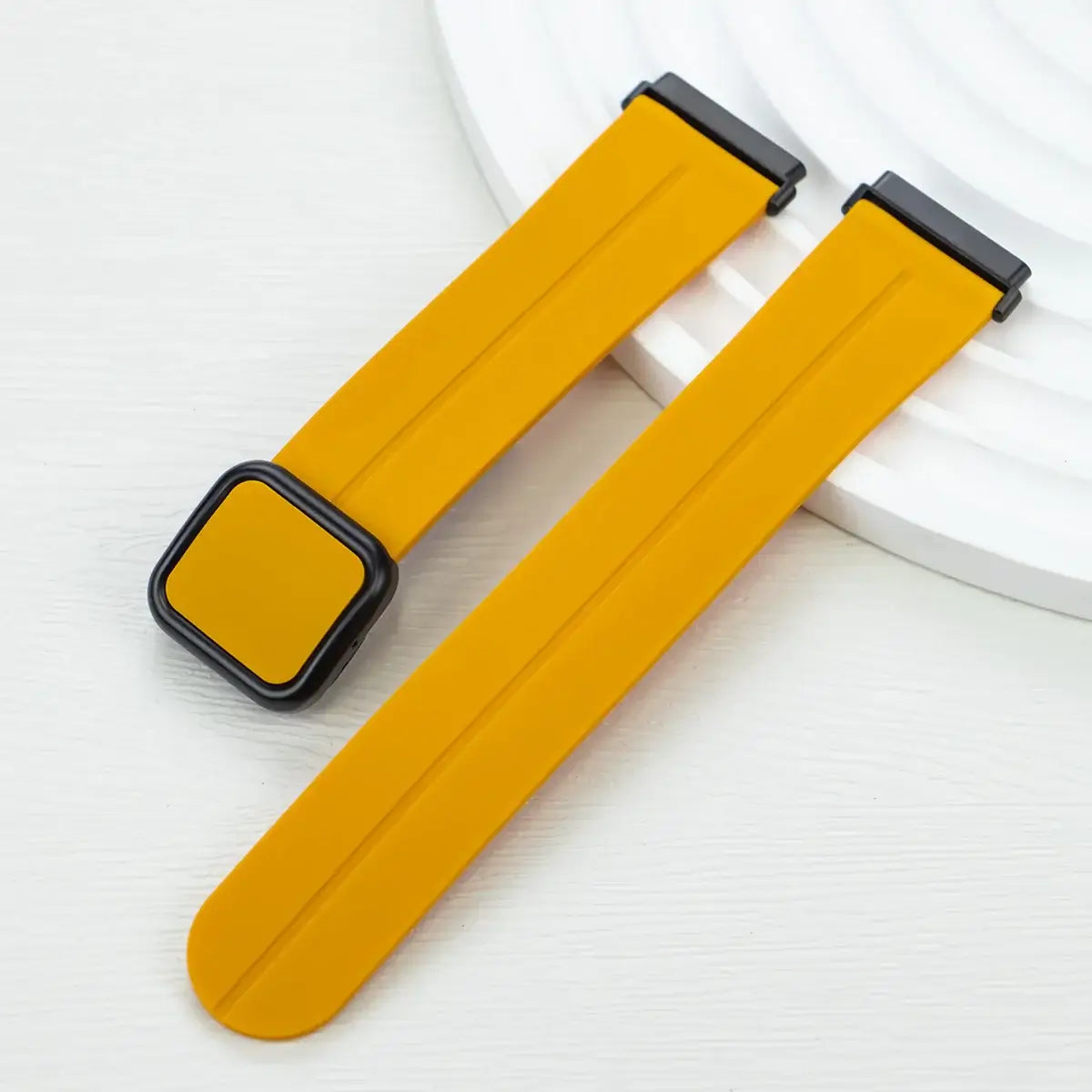 Fitbit Versa & Sense Square-Clasp Magnetic Silicone Band - Mustard Yellow