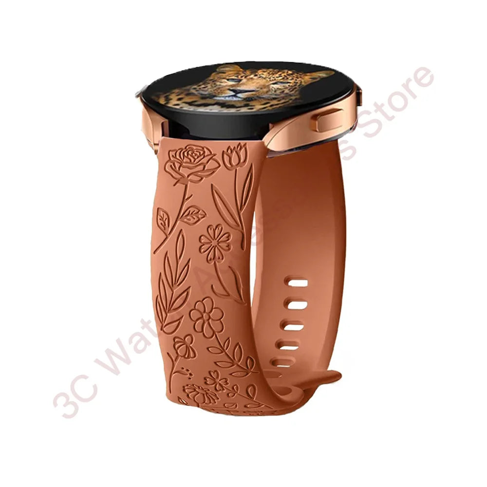 Garmin Rose Engraved Silicone Band in Brown
