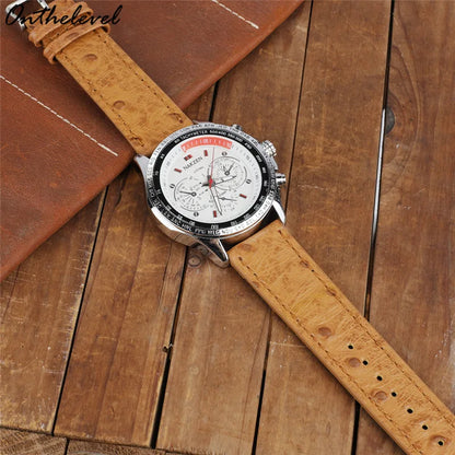 Garmin Ostrich-Pattern Leather Band in orange on a watch