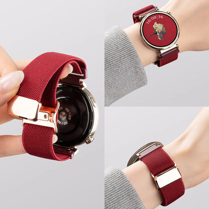 Wine Red Garmin 18/20/22mm Quick Release Woven Nylon Magnetic Band