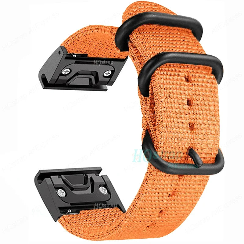 Garmin QuickFit Canvas Nylon Buckle Band in Orange / Black
