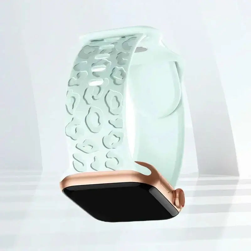 Mint Green Leopard silicone Apple Watch band