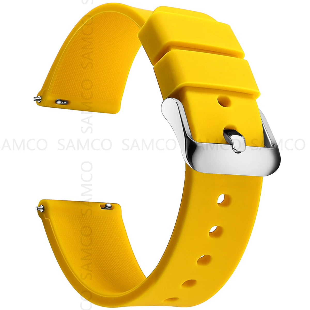 Garmin Curved-End Silicone Band in Yellow with Silver Buckle