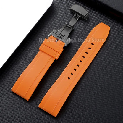 Garmin Silicone Butterfly Clasp Band in Orange with Black Clasp