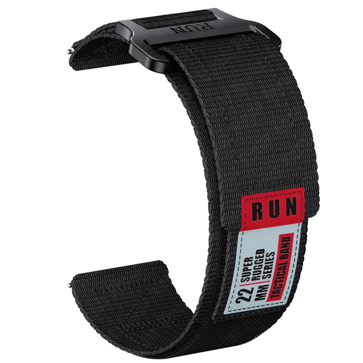 Motorola Moto Nylon Hook-and-Loop Band with RUN Label — Black / Red Label