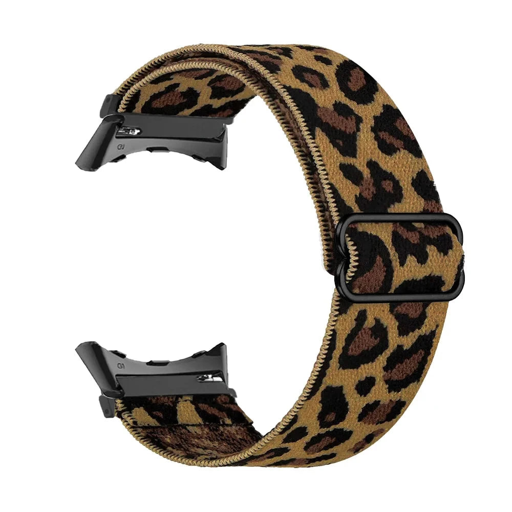 Brown Cheetah Google Pixel Watch 5, 4 and 3 41mm Elastic Nylon Band, 31 Patterns