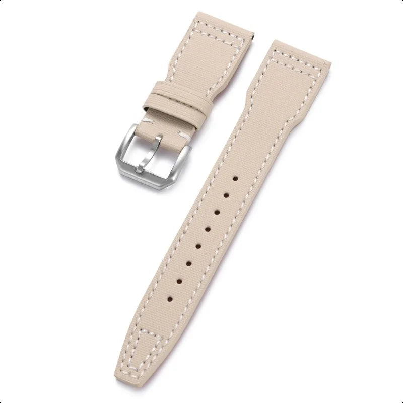 COROS Nylon Canvas Band with Stitching Options – Beige / White Stitching