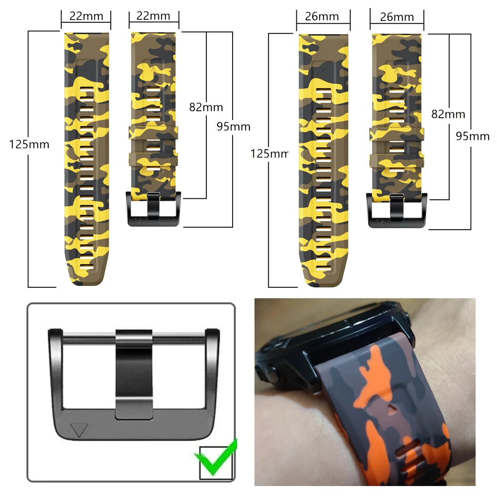 Garmin QuickFit 22/26mm Silicone Band, Camo and Solid Colors — material detail
