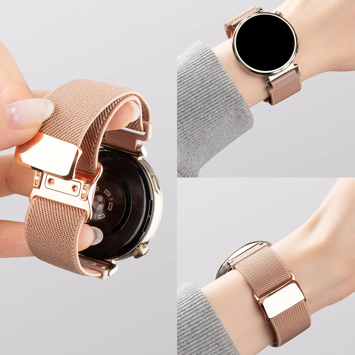 Blush Pink Garmin 18/20/22mm Quick Release Woven Nylon Magnetic Band