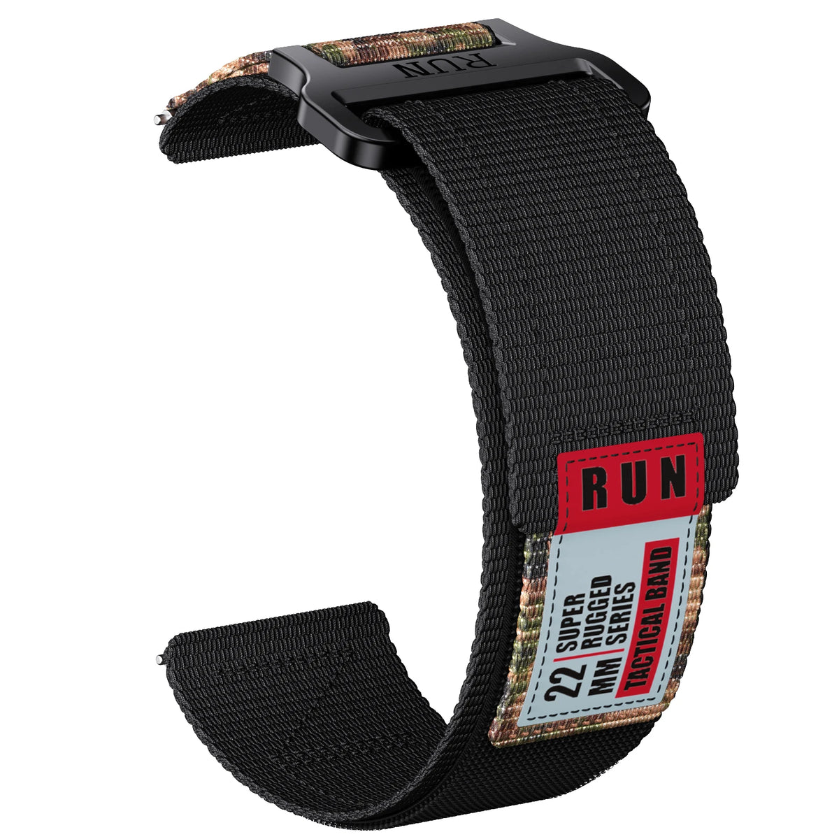 COROS Nylon Hook-and-Loop Band with Label Detail – Black / Camo Accent