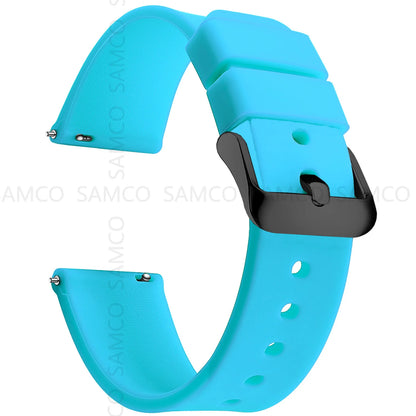Garmin Curved-End Silicone Band in Aqua Blue with Black Buckle