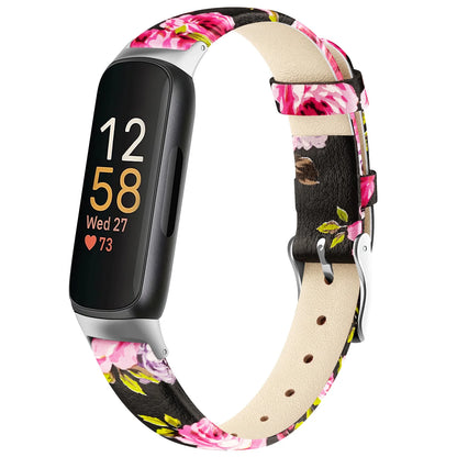 Black / Pink Floral Fitbit Inspire 3, Inspire 2 and Ace 3 Leather Band, Floral and Solid
