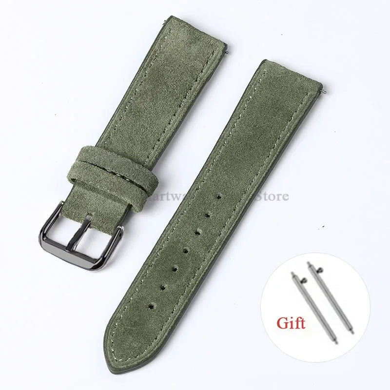 Motorola Moto Suede Leather Band with Buckle Options — Olive Green / Black Buckle