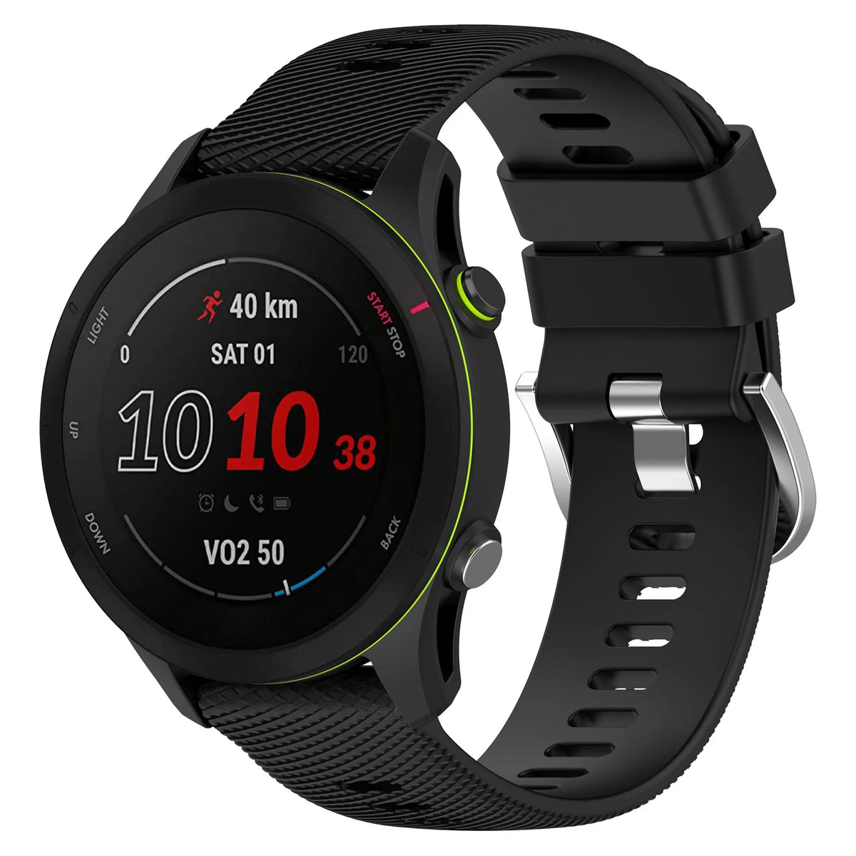 Motorola Moto Textured Silicone Buckle Band — Black silicone band on watch