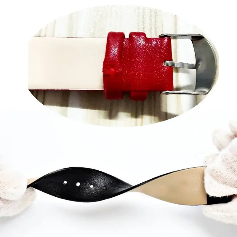Leather strap buckle and flexibility details for compatible Huawei watches