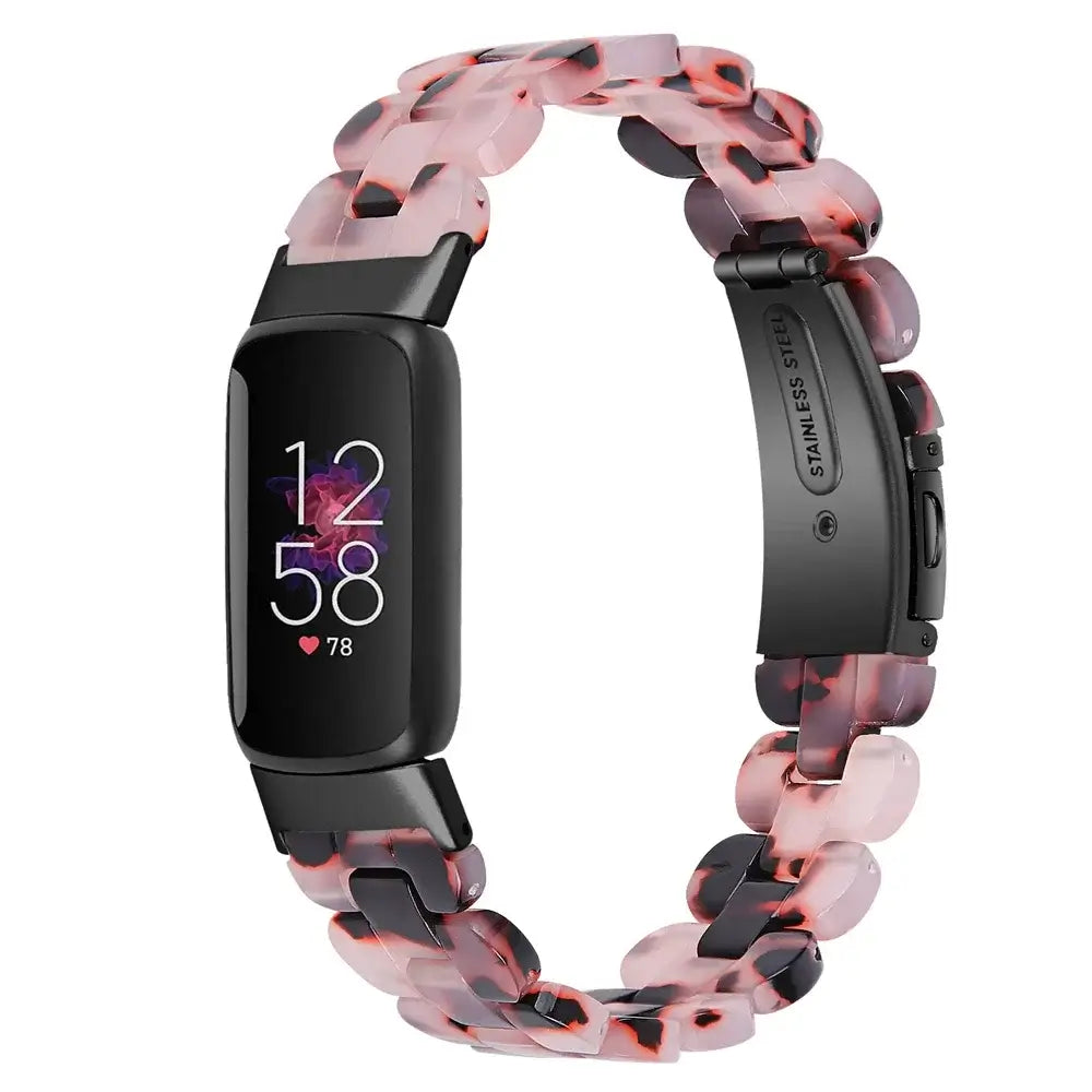 Fitbit Luxe Marbled & Tortoiseshell Resin Band - Pink Tortoiseshell / Black