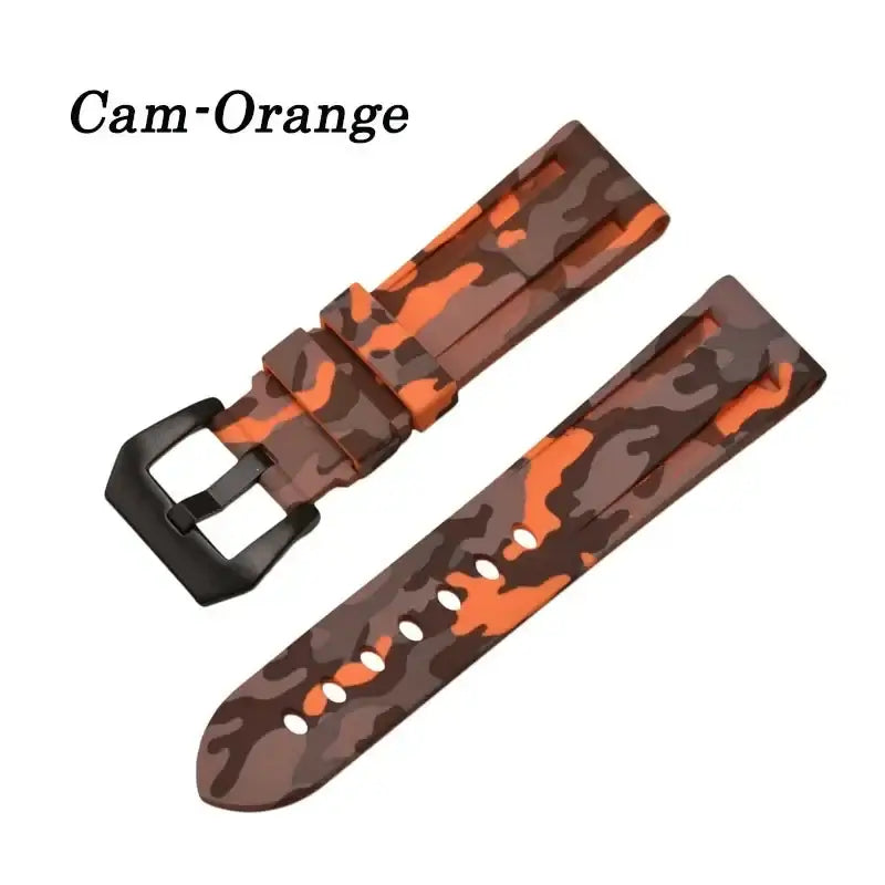 Samsung Galaxy Watch Camo Silicone Band in Orange Camo / Black Buckle