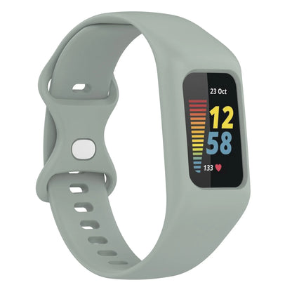 Gray Green Fitbit Charge 5 and 6 Silicone Sport Band with Built-In Case