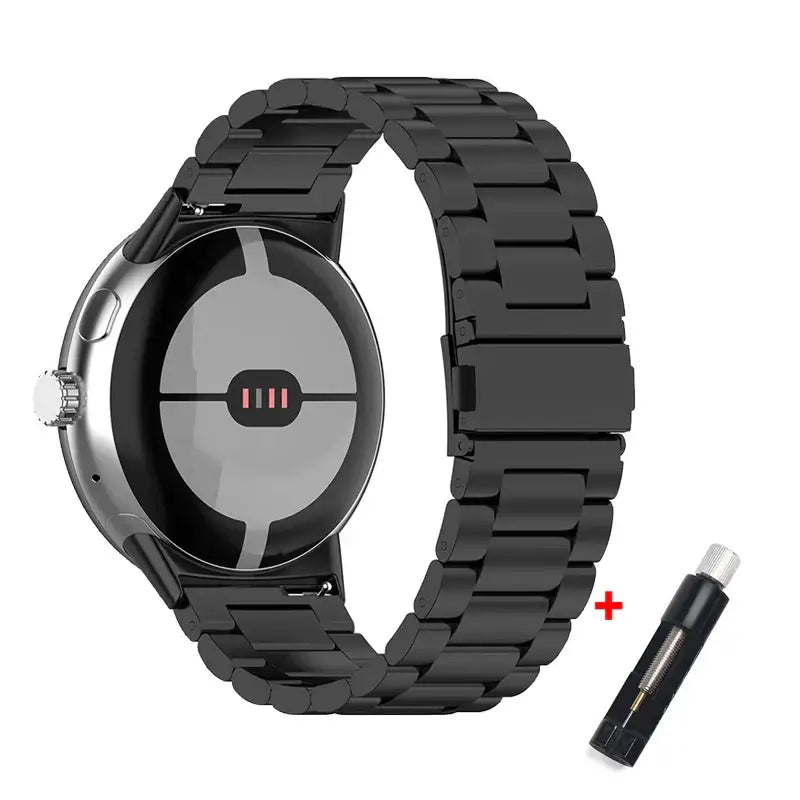 Classic Steel Link Google Pixel Watch Bracelet in Black