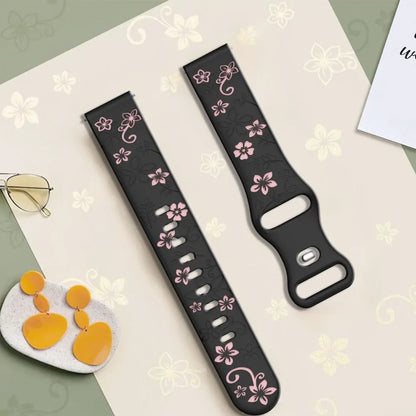 Garmin Floral Engraved Silicone Band in black