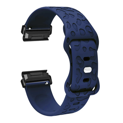 Midnight Blue Garmin QuickFit 22/26mm Embossed Silicone Band with Tuck Closure