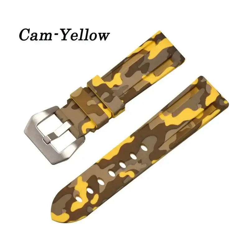 Samsung Galaxy Watch Camo Silicone Band in Yellow Camo / Silver Buckle