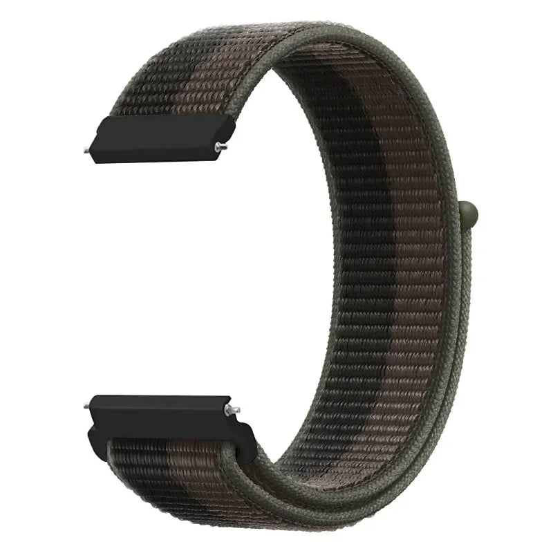 OnePlus Smartwatch Band Nylon Weave Loop Strap Bracelet Adjustable Comfort in green and gray color